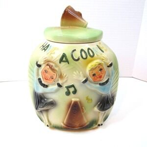 1950's Vintage American Bisque Cheerleaders w/Hologram Eyes Corner Cookie Jar